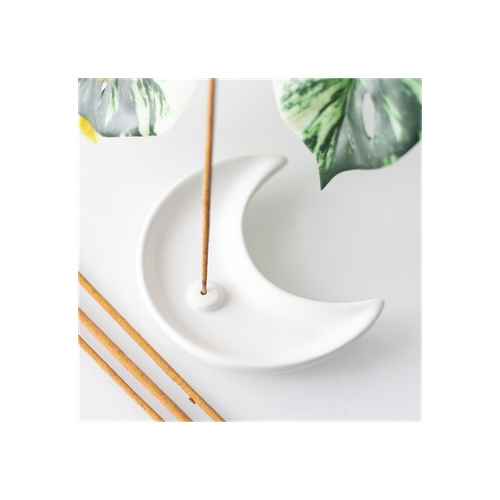 White Crescent Moon Incense Stick Holder