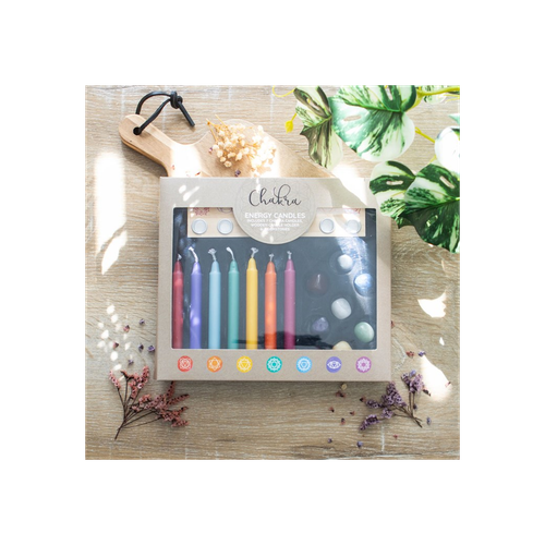 Chakra Energy Candle and Crystal Gift Set