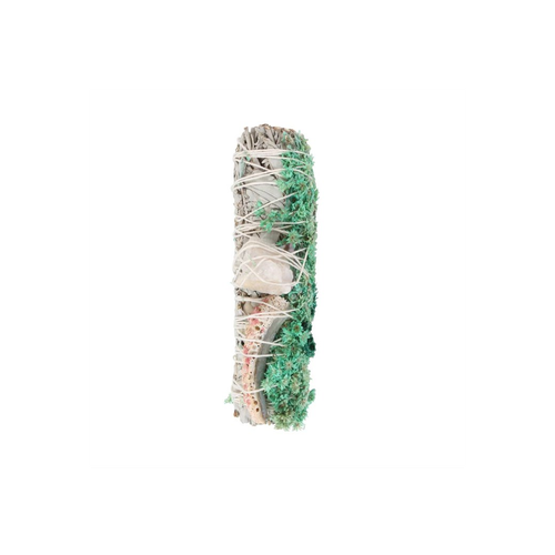 Ritual Wand Smudge Stick with White Sage, Abalone and Quartz