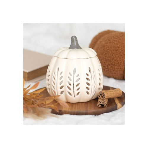Cream Leaf Cut Out Pumpkin Oil Burner and Wax Warmer