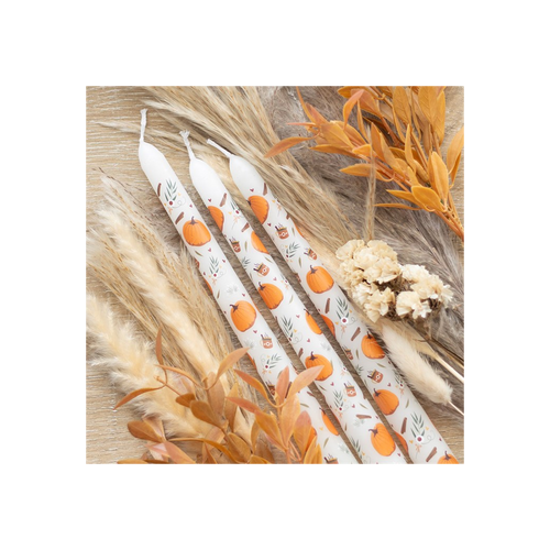 Set of 3 Pumpkin Taper Candles