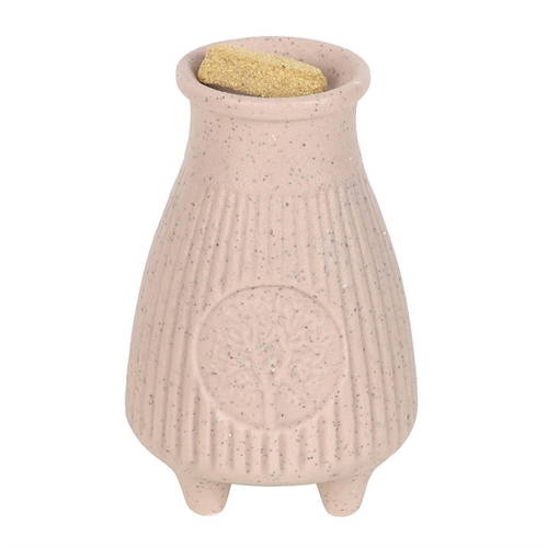 Greige ribbed ceramic Palo Santo Brick burner