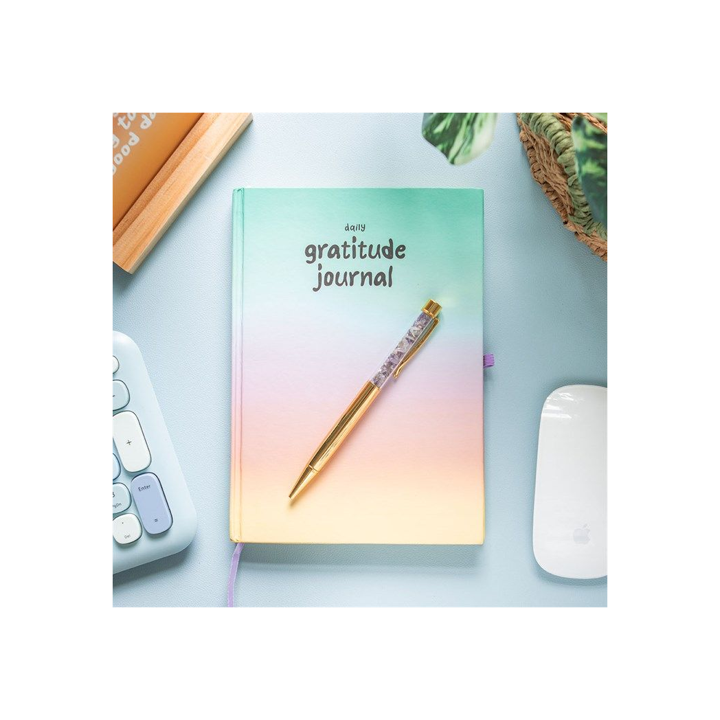 Multicoloured Gratitude Journal with Amethyst Pen