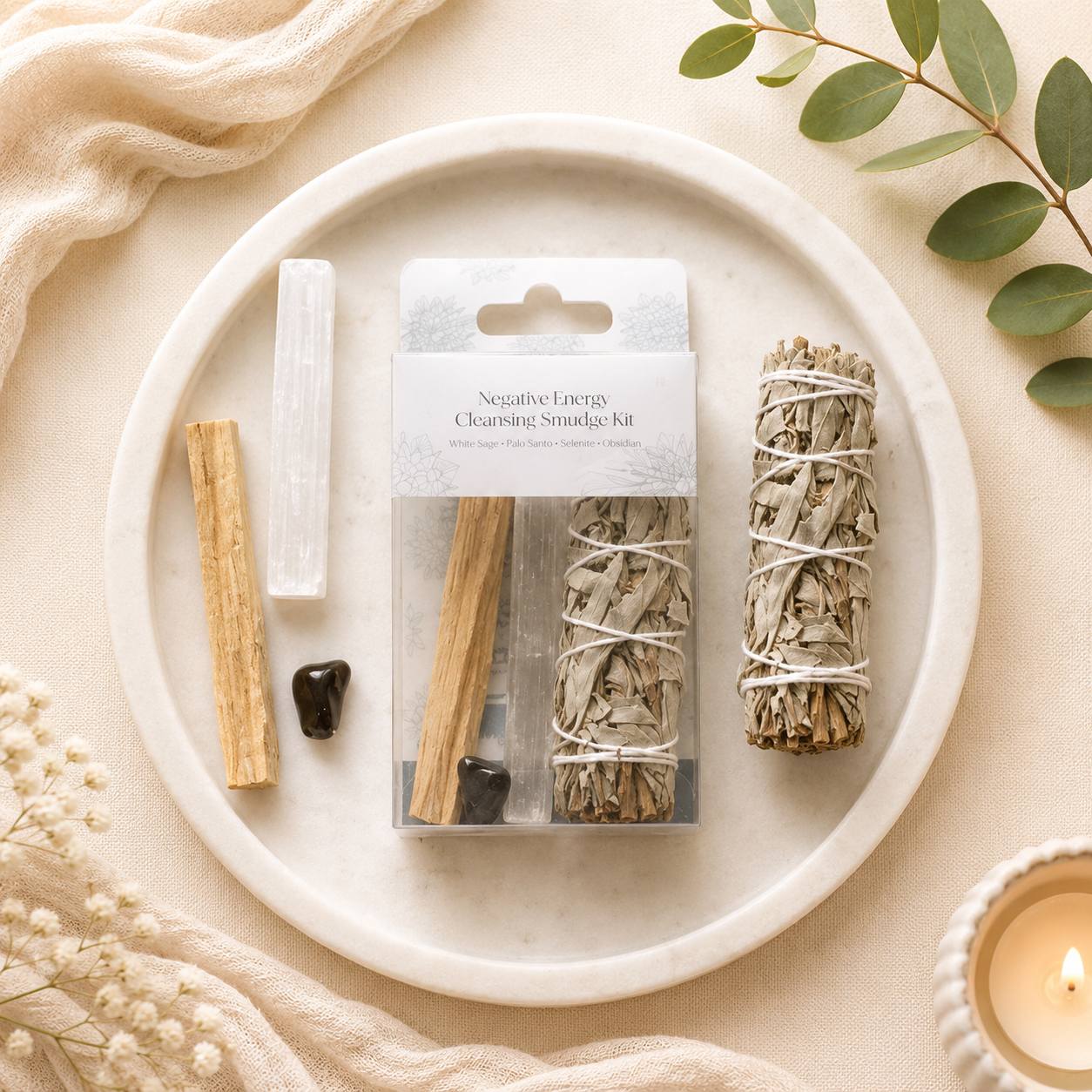 Negative Energy Smudge Kit with Hematite