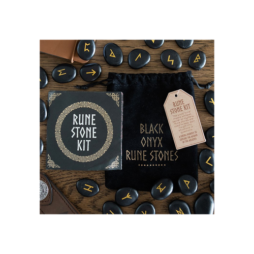 Black Onyx Viking Rune Stones Set of 25