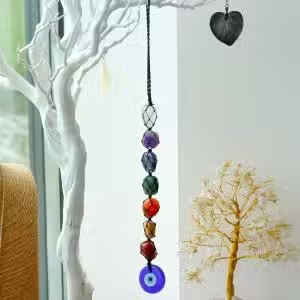 Hanging Chakra Stone Pendant – Evil Eye