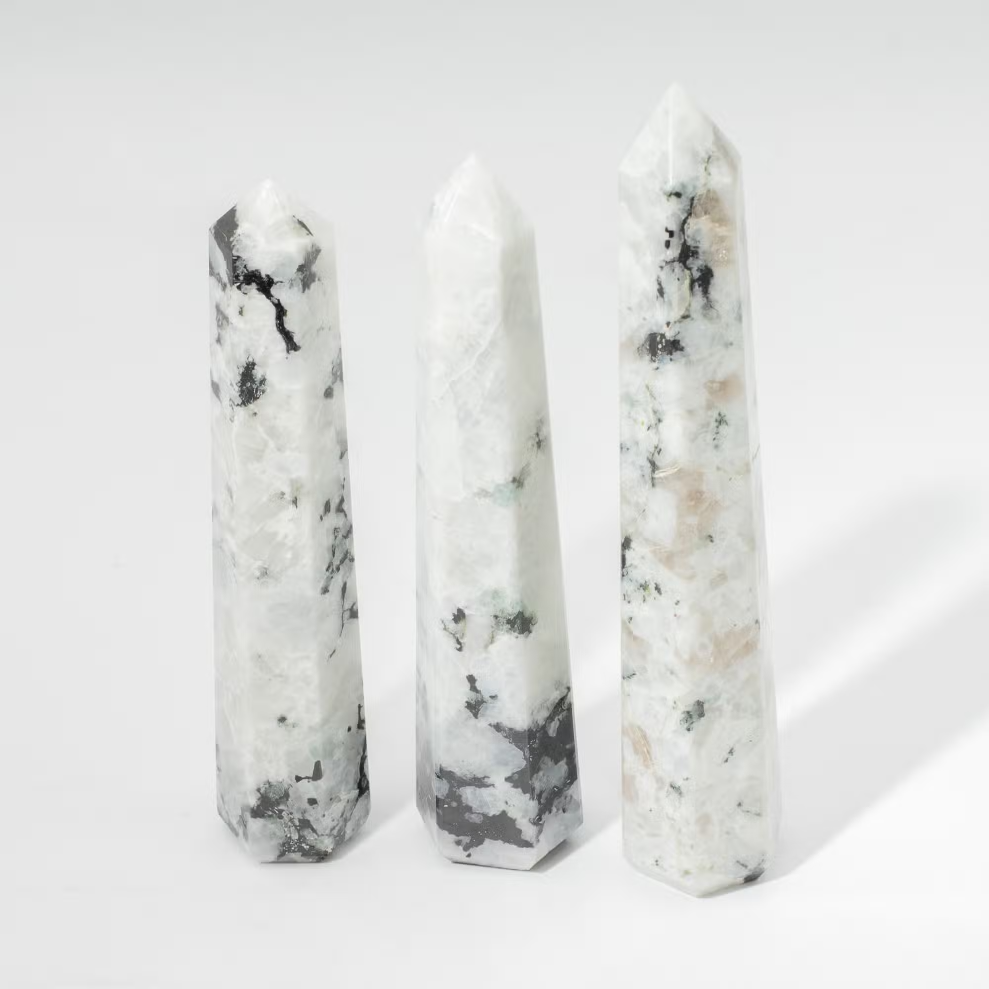 Rainbow Moonstone Six Face Obelisk Point 17cm