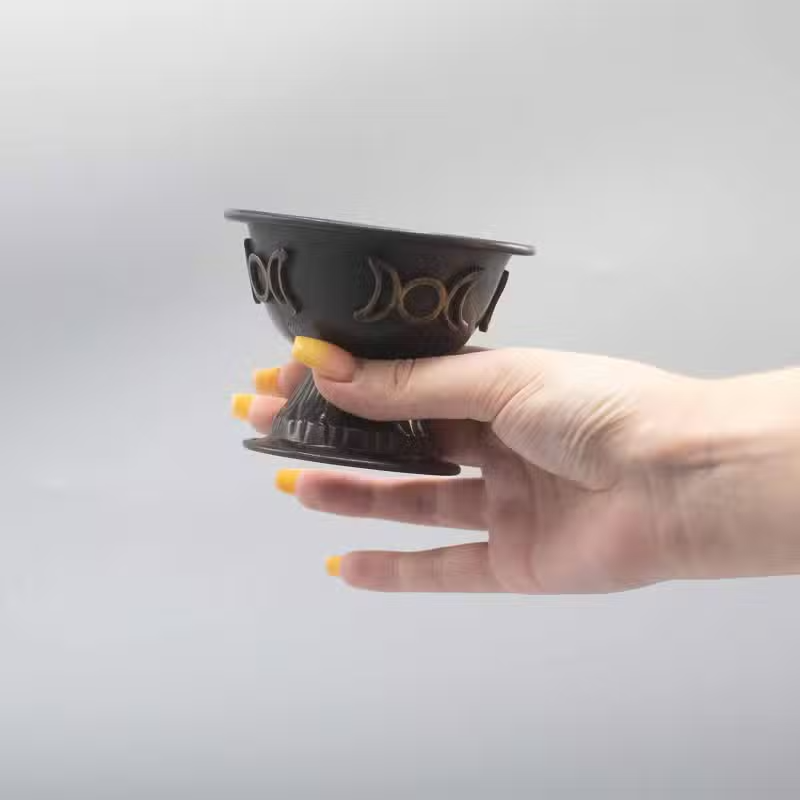 1x Antique Copper Ritual Chalice Triple Moon 10x8cm