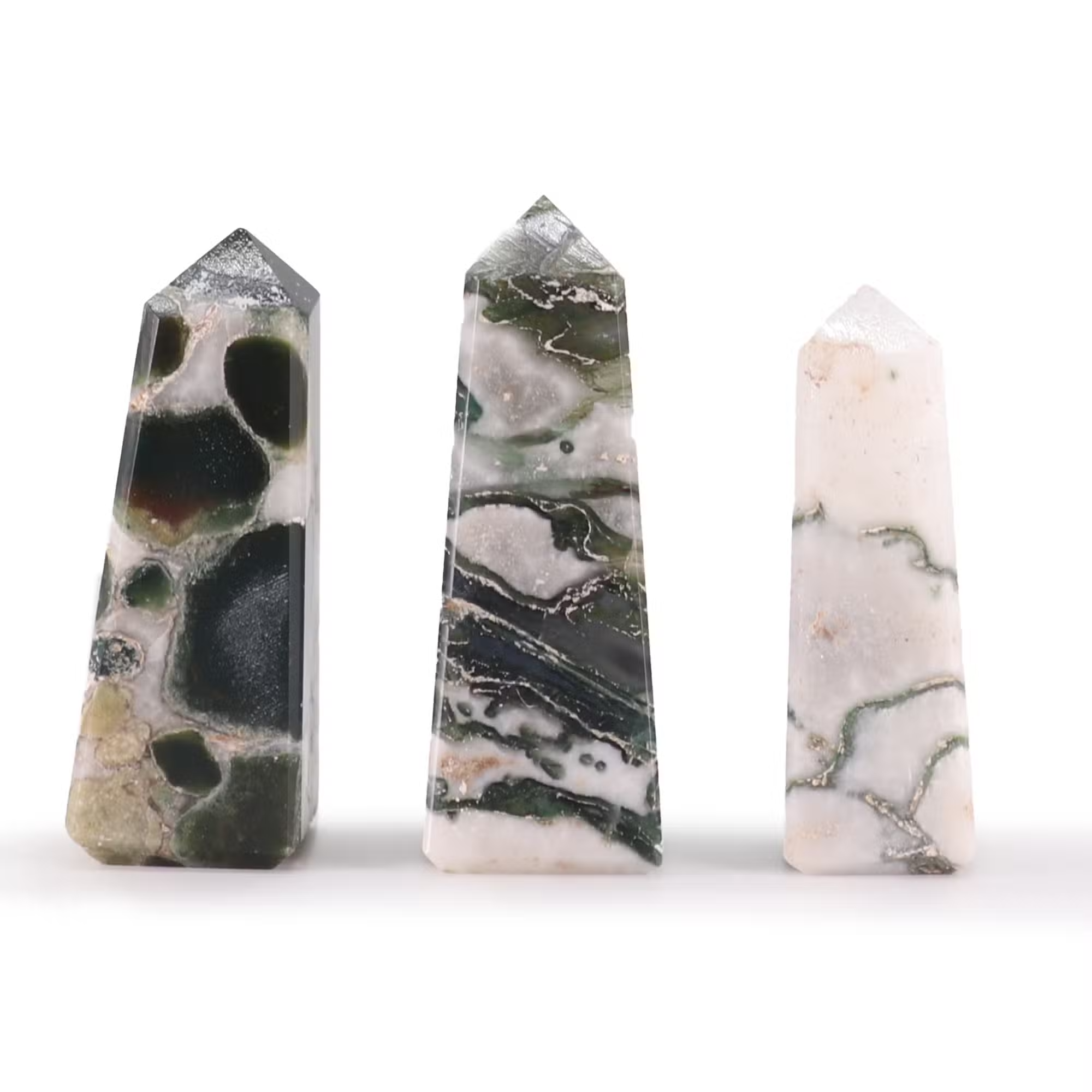 Moss Agate Gemstone Obelisk Point 5cm