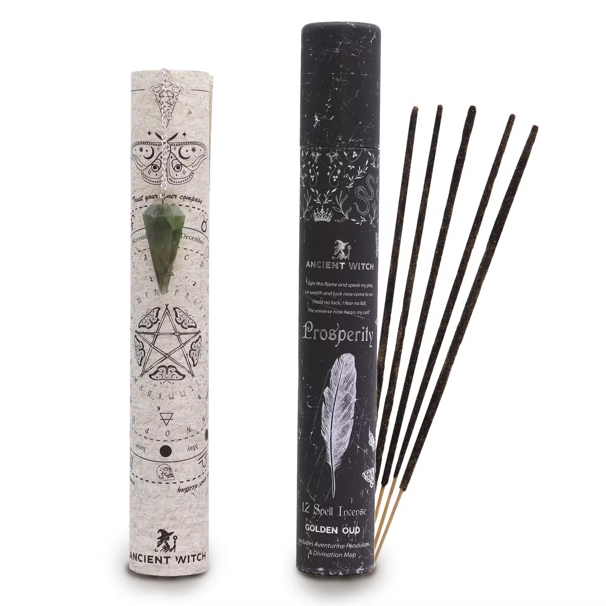 Ancient Witch Spell Incense - Prosperity - Aventurine Pendulum
