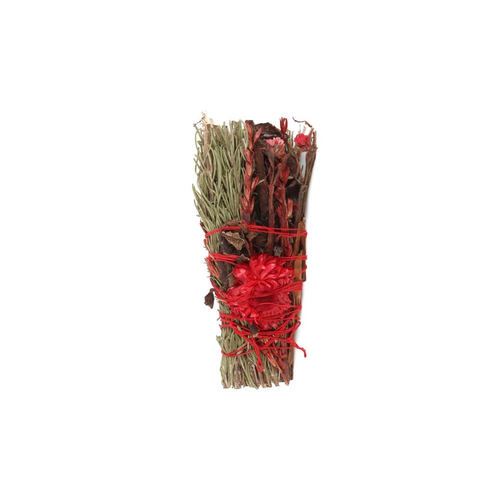Ritual Wand Smudge Stick with Rosemary and Red Flowers