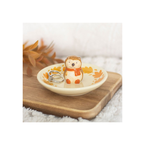 autumn hedgehog ceramic trinket dish