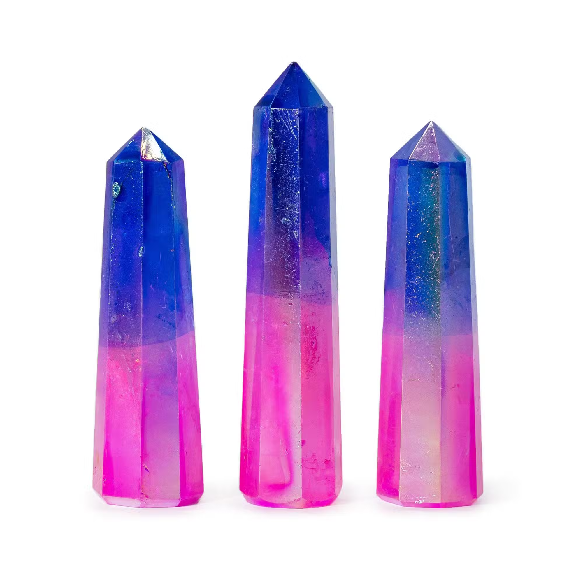 Pink and Blue Aurora Crystal Quartz Obelisk