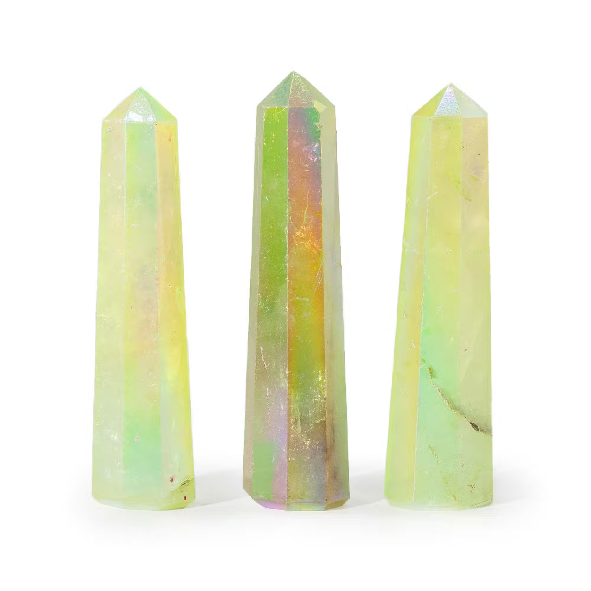 Pale Green Aurora Crystal Quartz Obelisk