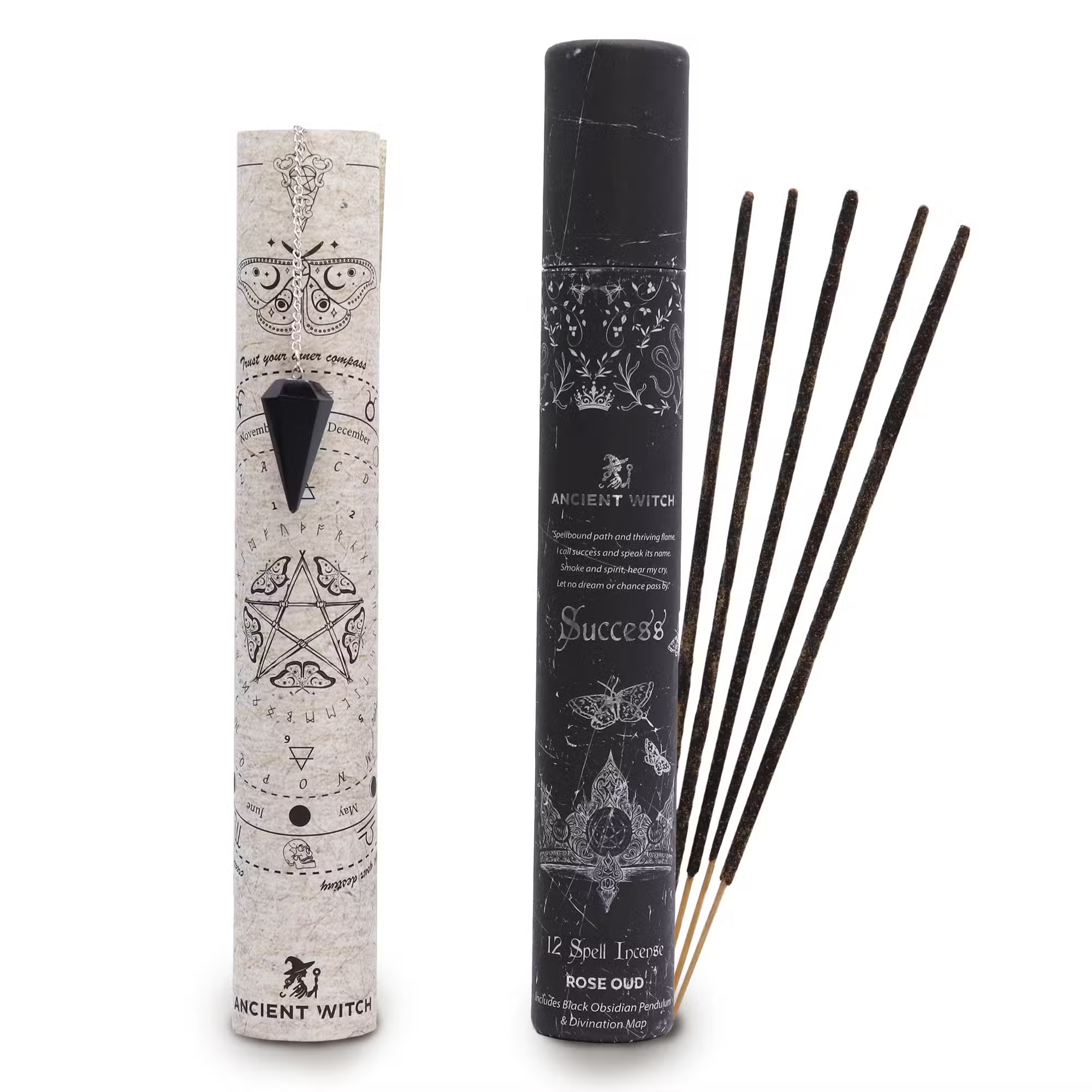 Ancient Witch Spell Incense - Success - Black Obsidian Pendulum