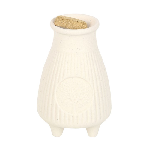 Cream ribbed ceramic Palo Santo Brick burner