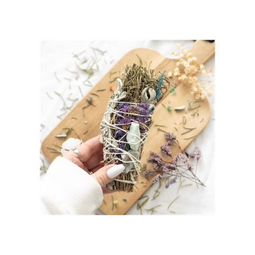 Ritual Wand Smudge Stick with Rosemary, Sage and Aventurine