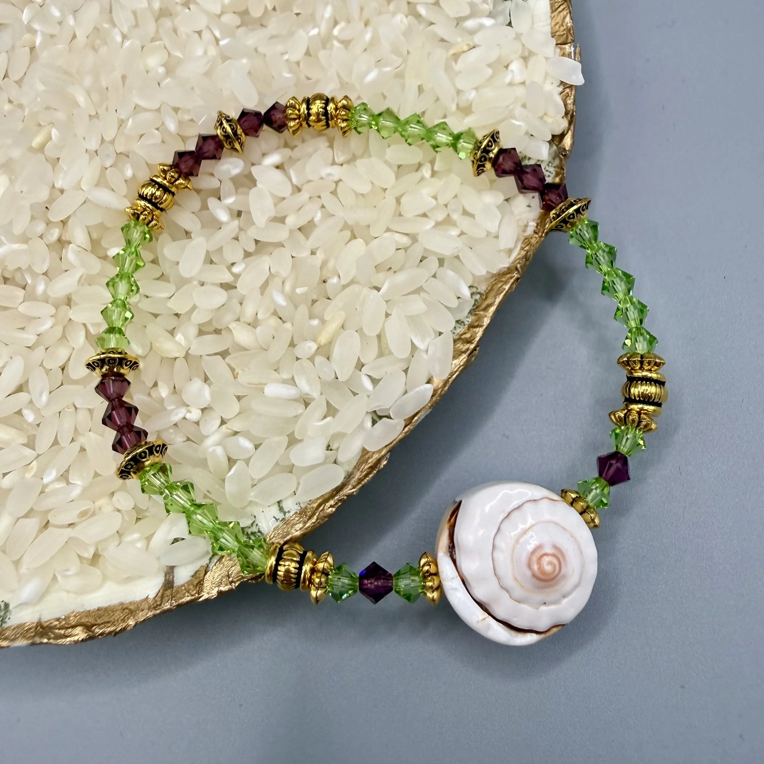 6 In Stretch Crystal and Shell Bracelet