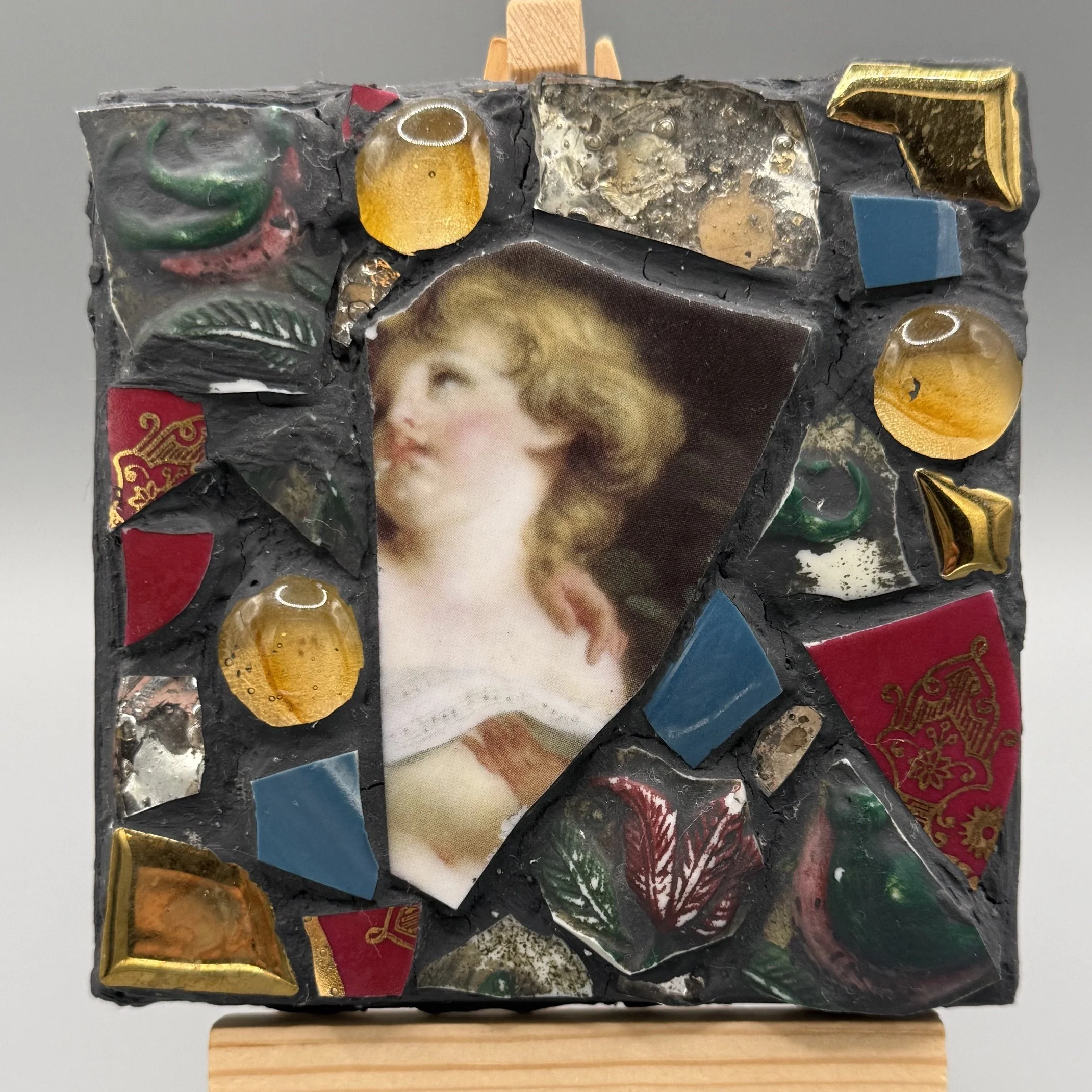 Mini Mosaic Cherub 4x4 in