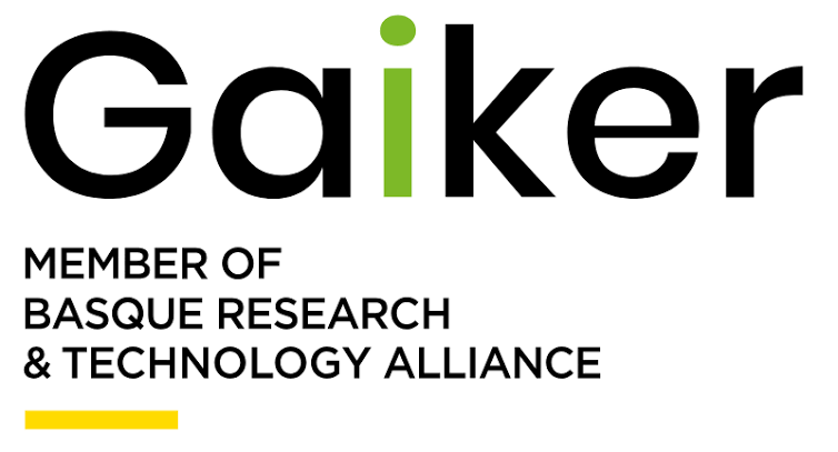 Logo of Gaiker, a member of Basque Research & Technology Alliance, featuring the name in stylized text with a green dot over the 'i' and a yellow underline.