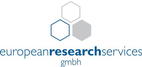 Logo for European Research Services GmbH with three hexagons above the company name.