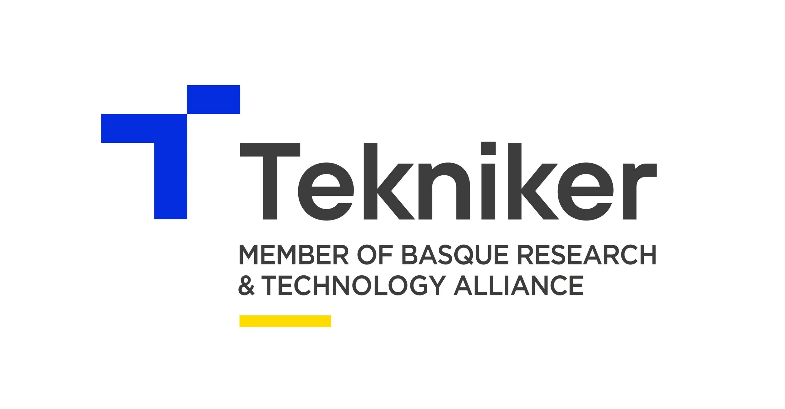 Logo for Tekliker with text indicating membership in Basque Research & Technology Alliance, featuring a blue abstract symbol and the company name in black.