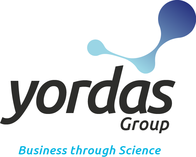Logo of the Yordas Group with a stylised molecule icon and the text 'Yordas Group'
