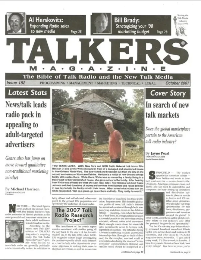 Talkers magazine article featuring Lynne White and her work as a journalist and broadcaster