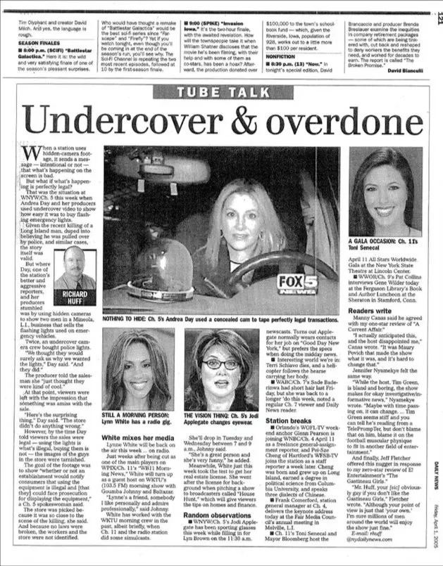 Newspaper article featuring Lynne White and her work in television journalism