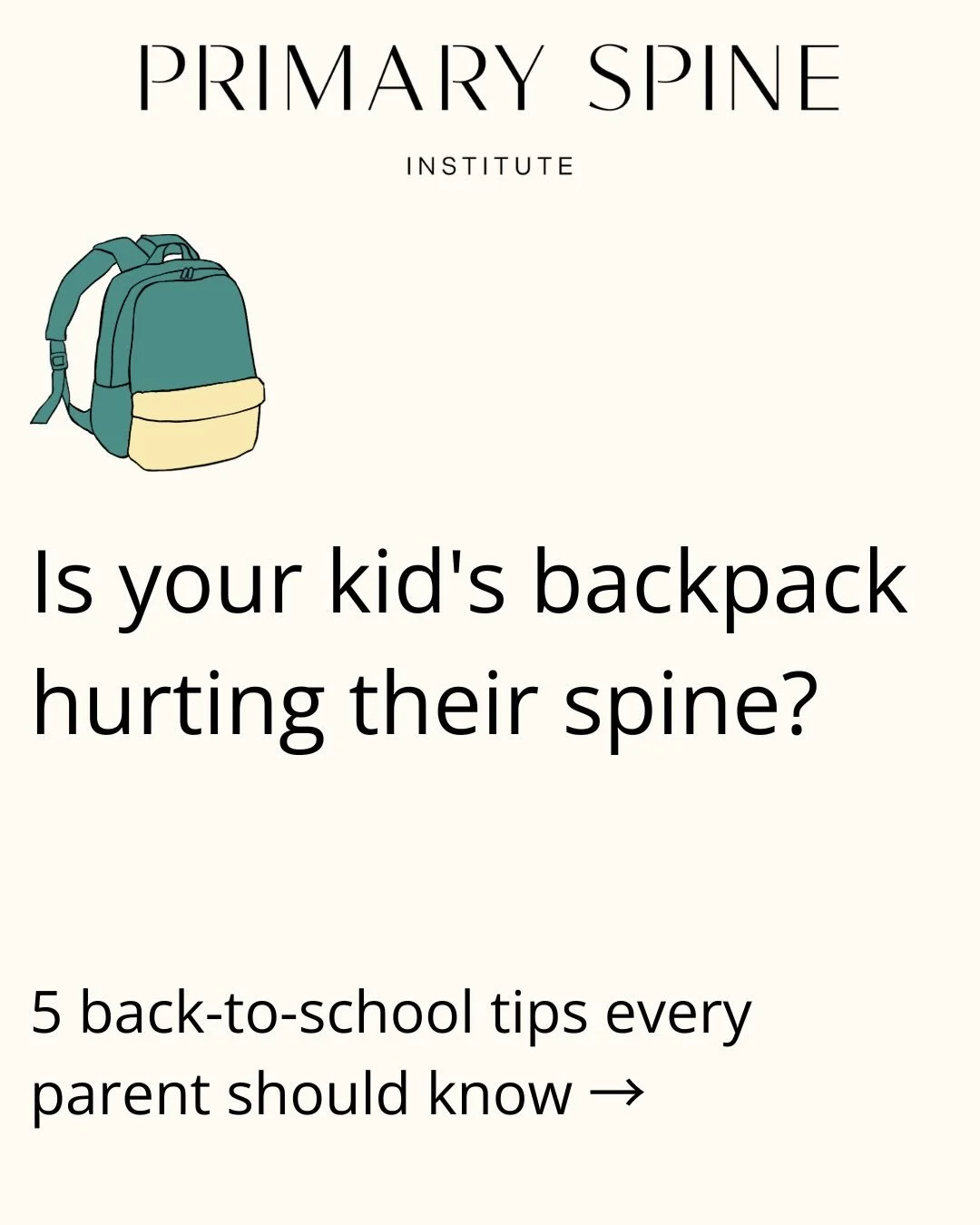 Ever notice your kid dragging that backpack instead of wearing it right?🎒

It&rsquo;s usually because it&rsquo;s too heavy, packed wrong, or slung over one shoulder. Over time, that adds up on a spine that&rsquo;s still growing😳

Swipe through for 