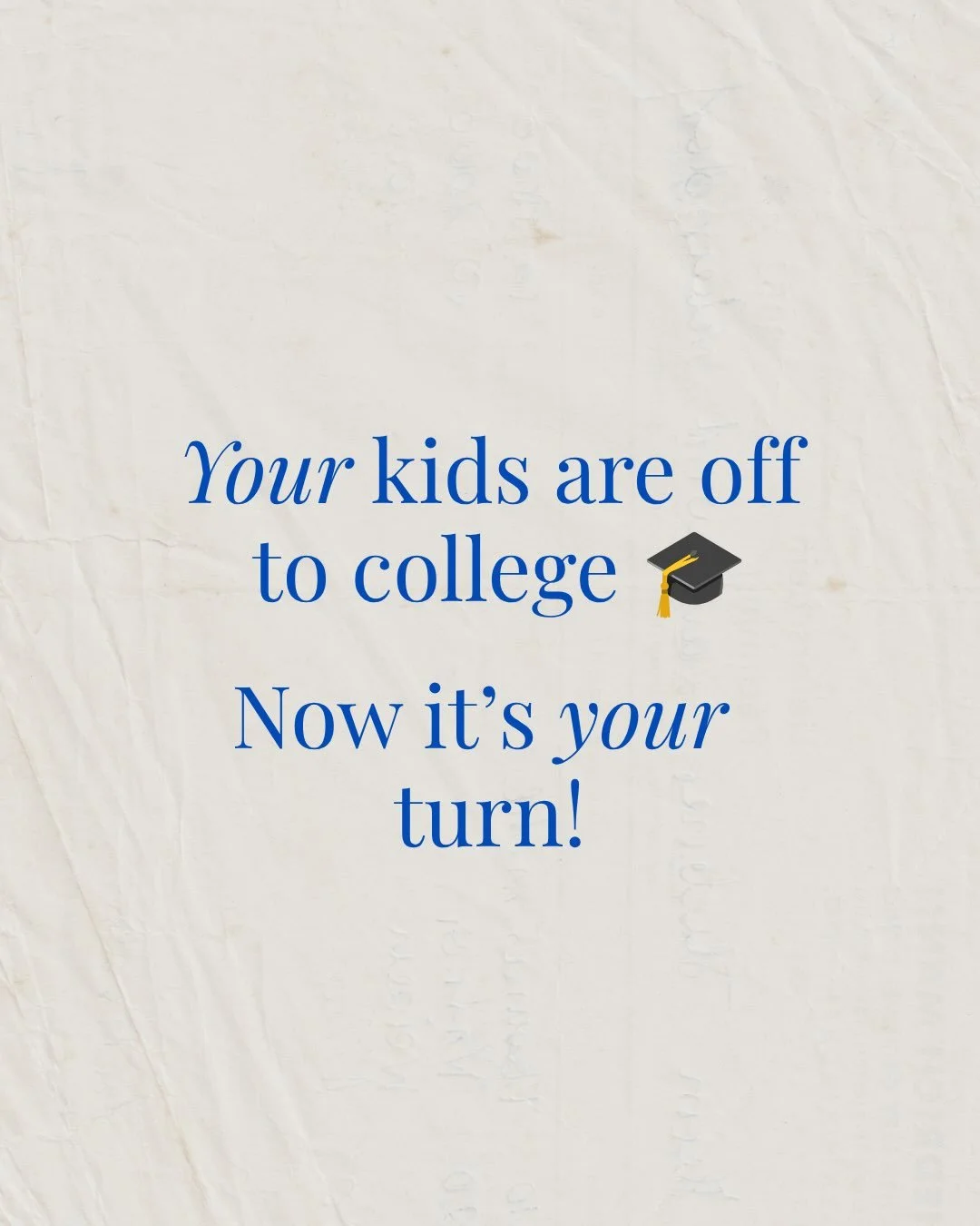 Empty nest? Full calendar!

You spent years making sure everyone else was taken care of. 👩&zwj;👧&zwj;👦 Now that the kids are off to college 🎓, it&rsquo;s YOUR turn to pour back into YOU🫶

Swipe for simple ways to prioritize yourself and your spi