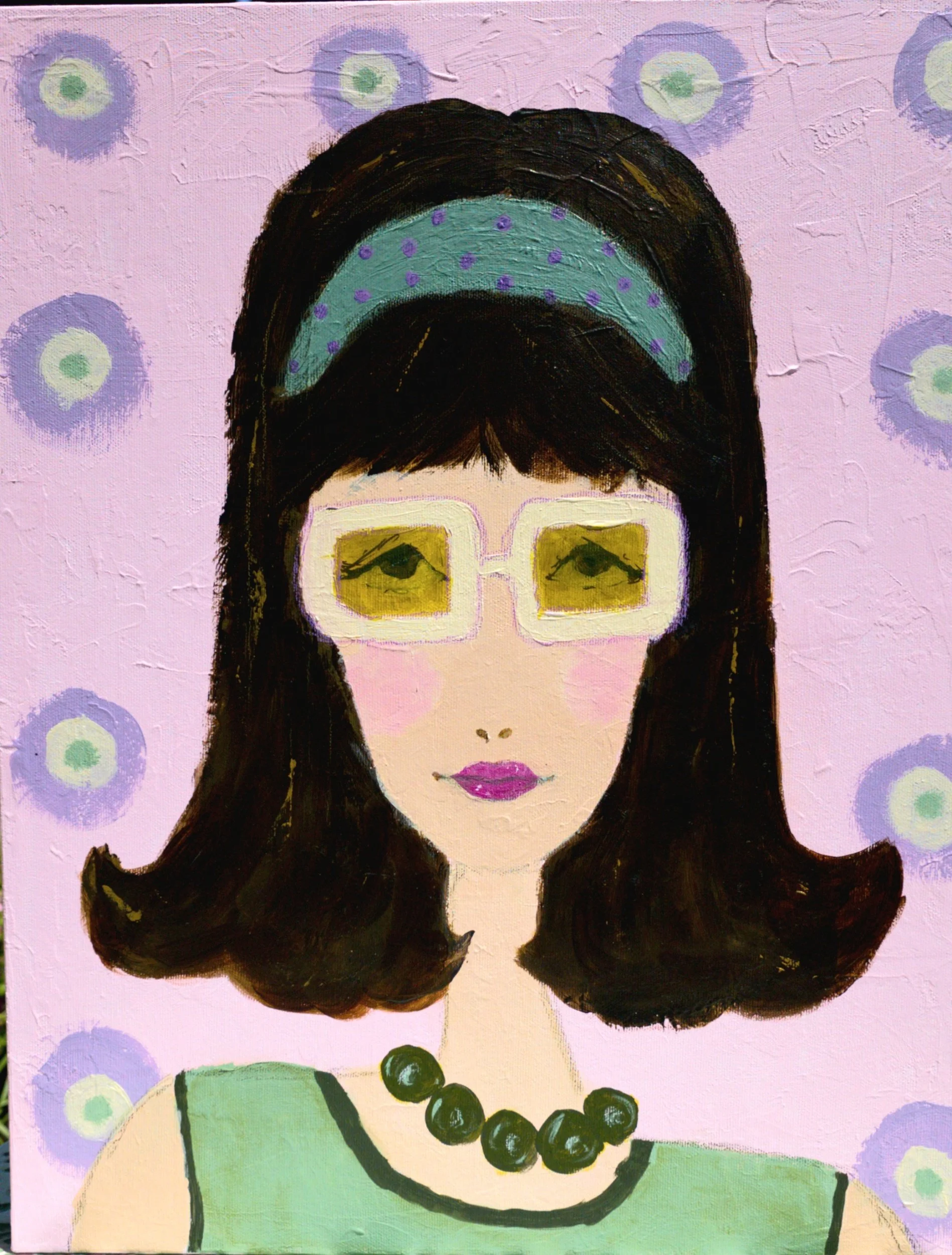 quadro volto donna sfondo rosa stile anni 60.jpg