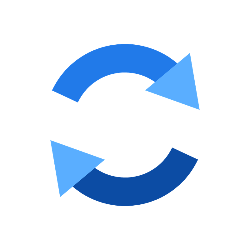 24-hour service or cycle icon with two blue arrows forming a circle around the number 24.