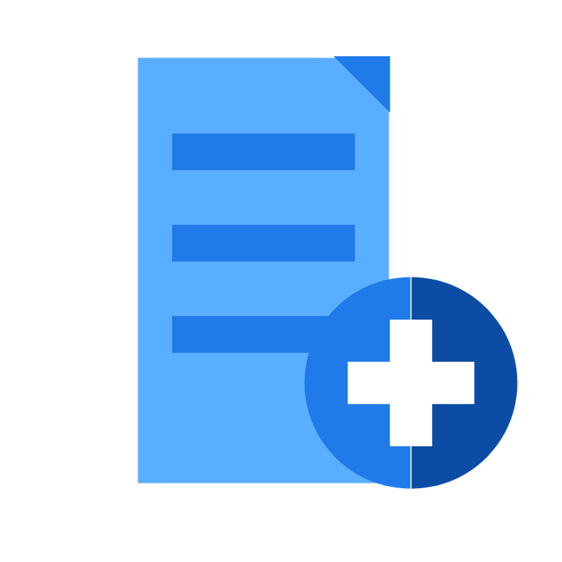 A blue medical prescription or medication bottle with a white plus sign symbol on the front.