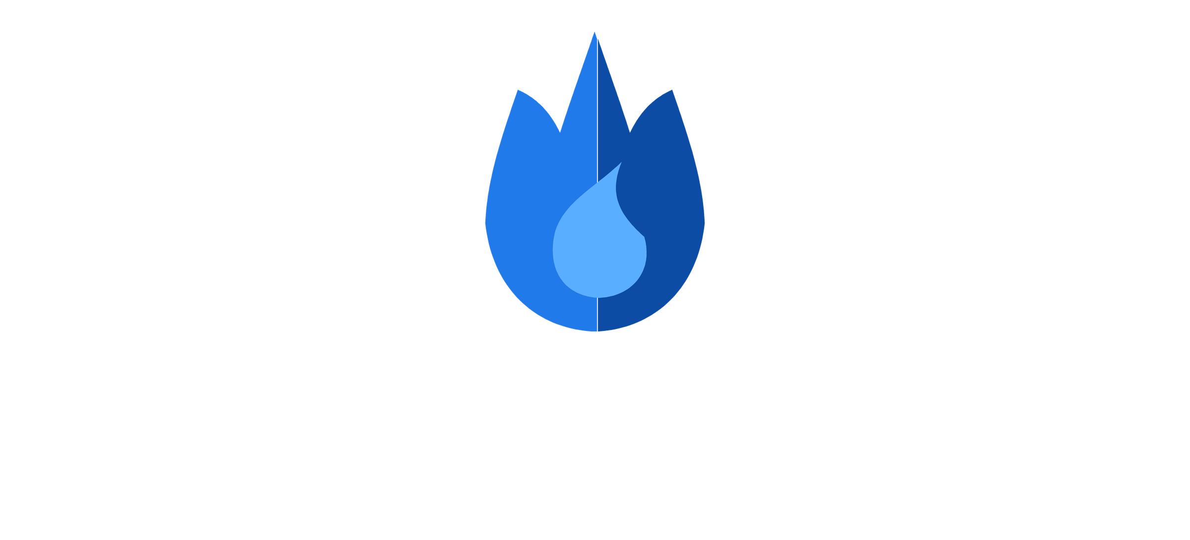 Logo for Fire Damage Estimates, featuring a blue flame graphic above the text.