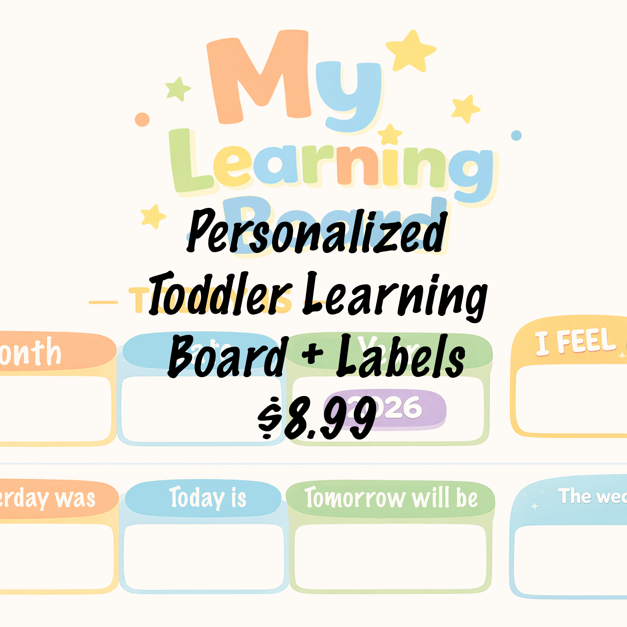 Personalised Toddler Learning Board + Labels Bundle