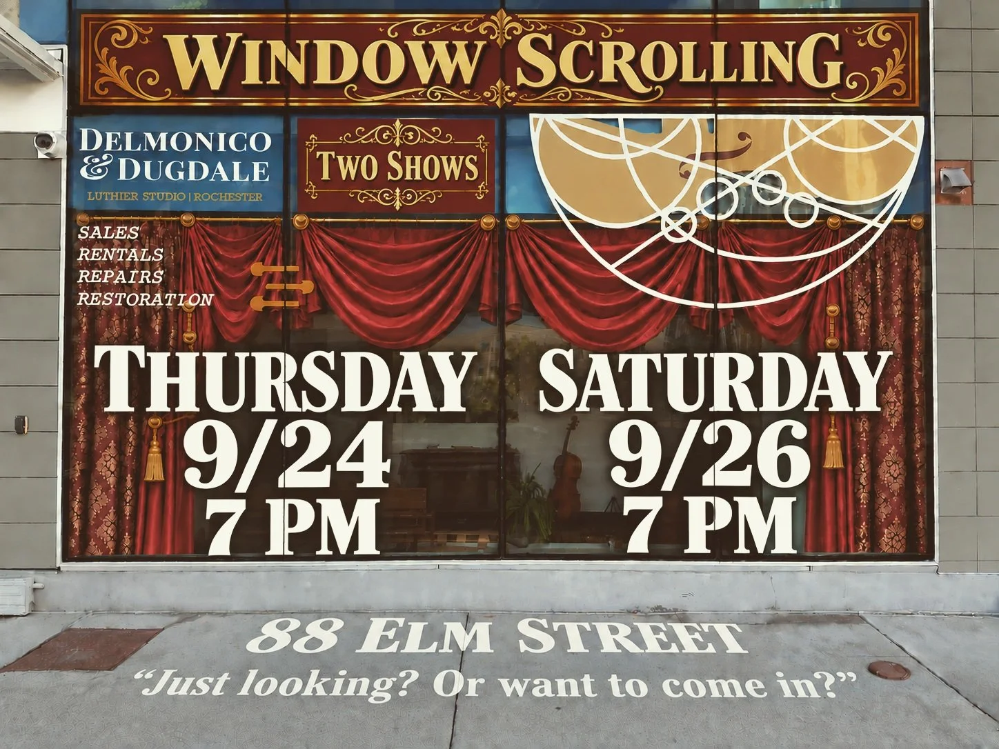 Proud to be a Fringe Festival host! Come check out "Window Scrolling" Super cool show happening right here at D&amp;D Strings #fringefestival