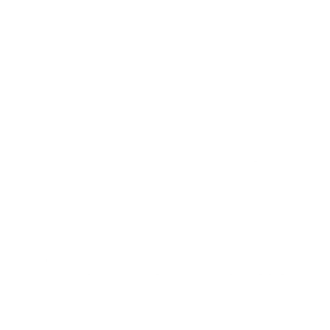 white Delmonico & Dugdale footer logo