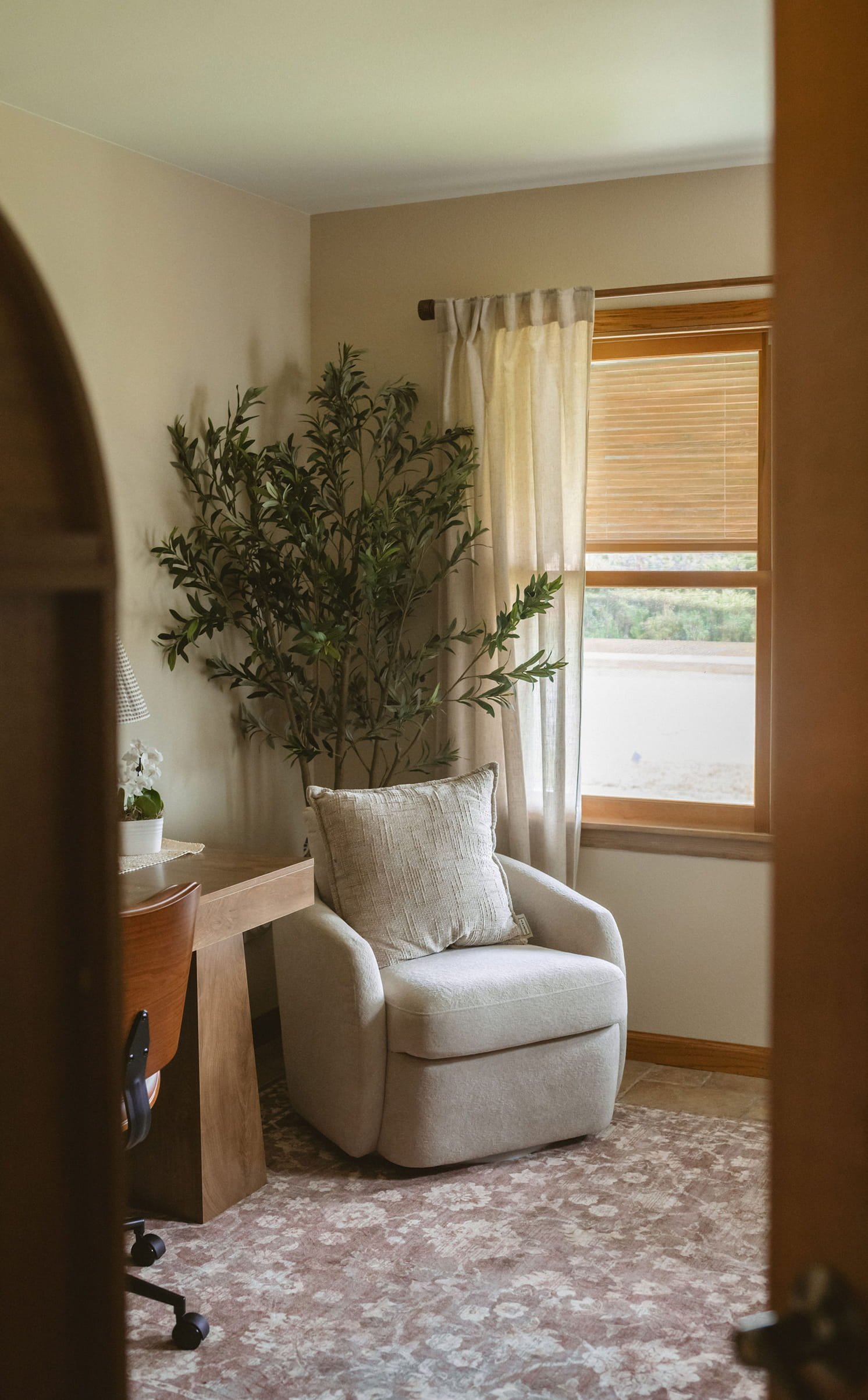 Peaceful therapy room at The Haven with a cozy reading chair and window seating