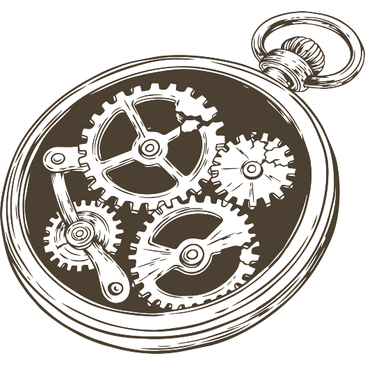 Illustration of a pocket watch with visible gears, symbolizing the hidden exhaustion behind high-functioning fatigue