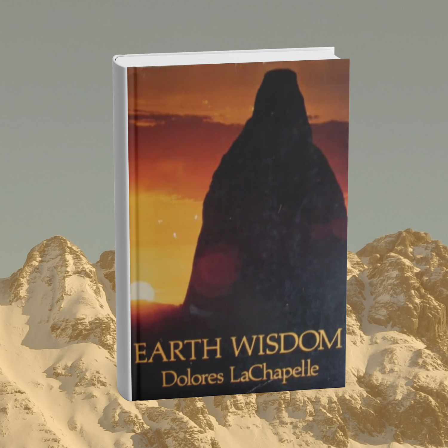 This cover features a dark, shadowed mountain with an orange sunset in the background. The title text is yellow