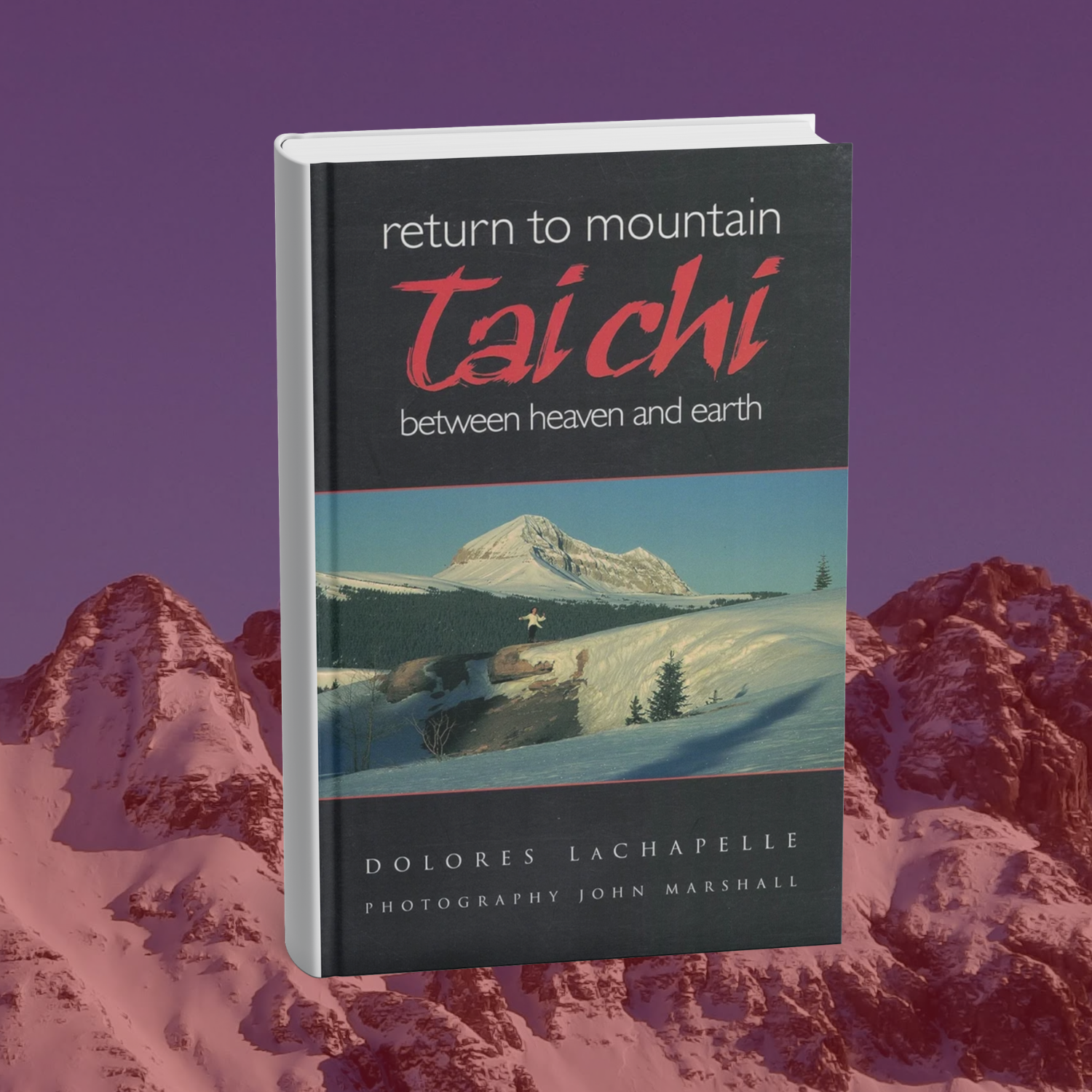 Large red paintbrush-style text reading "tai chi" dominates this cover, which features an image of a woman in a white outfit practicing in the snowy San Juan Mountains