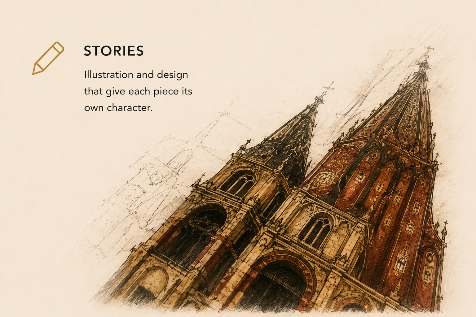 Gothic cathedral illustration from the Lantern & Lore Heritage collection, inspired by historic architecture, places and stories.