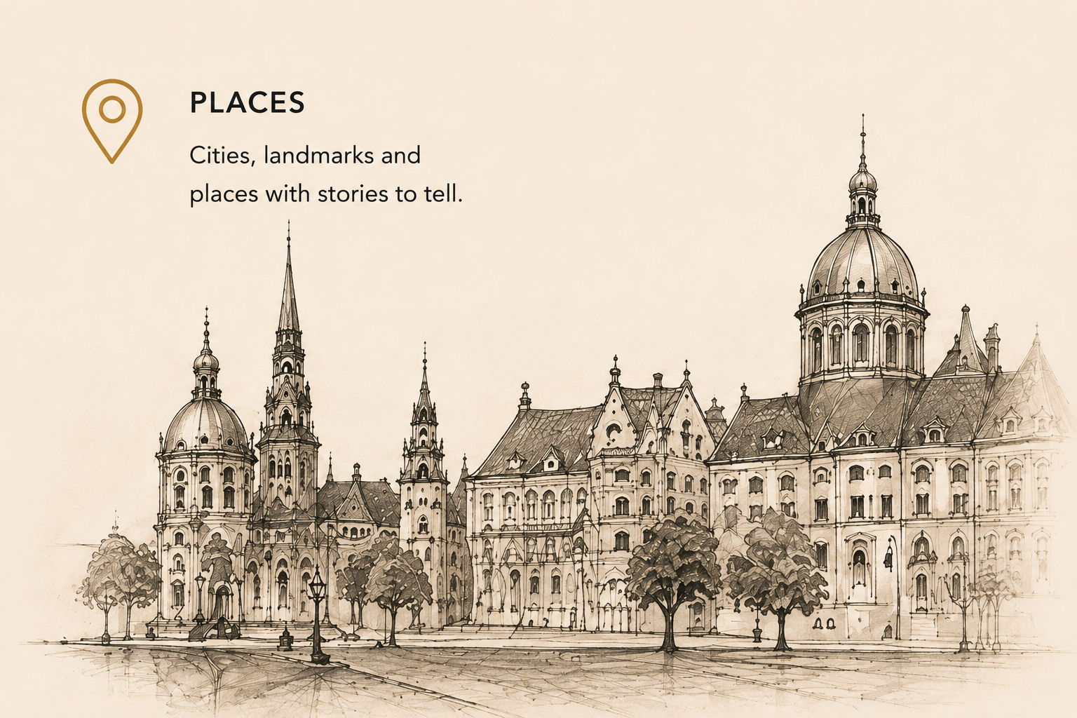 European city architecture illustration from the Lantern & Lore Cities collection, celebrating places, travel and destination memories.