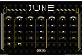 a decoratively designed calendar month of June 2014