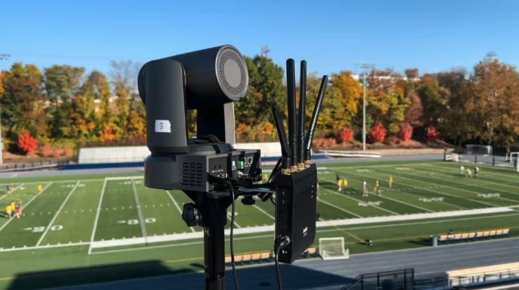A PTZ camera at a football field