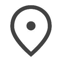 Ein schwarzes Symbol eines Standorts oder Ortes auf weißem Hintergrund.