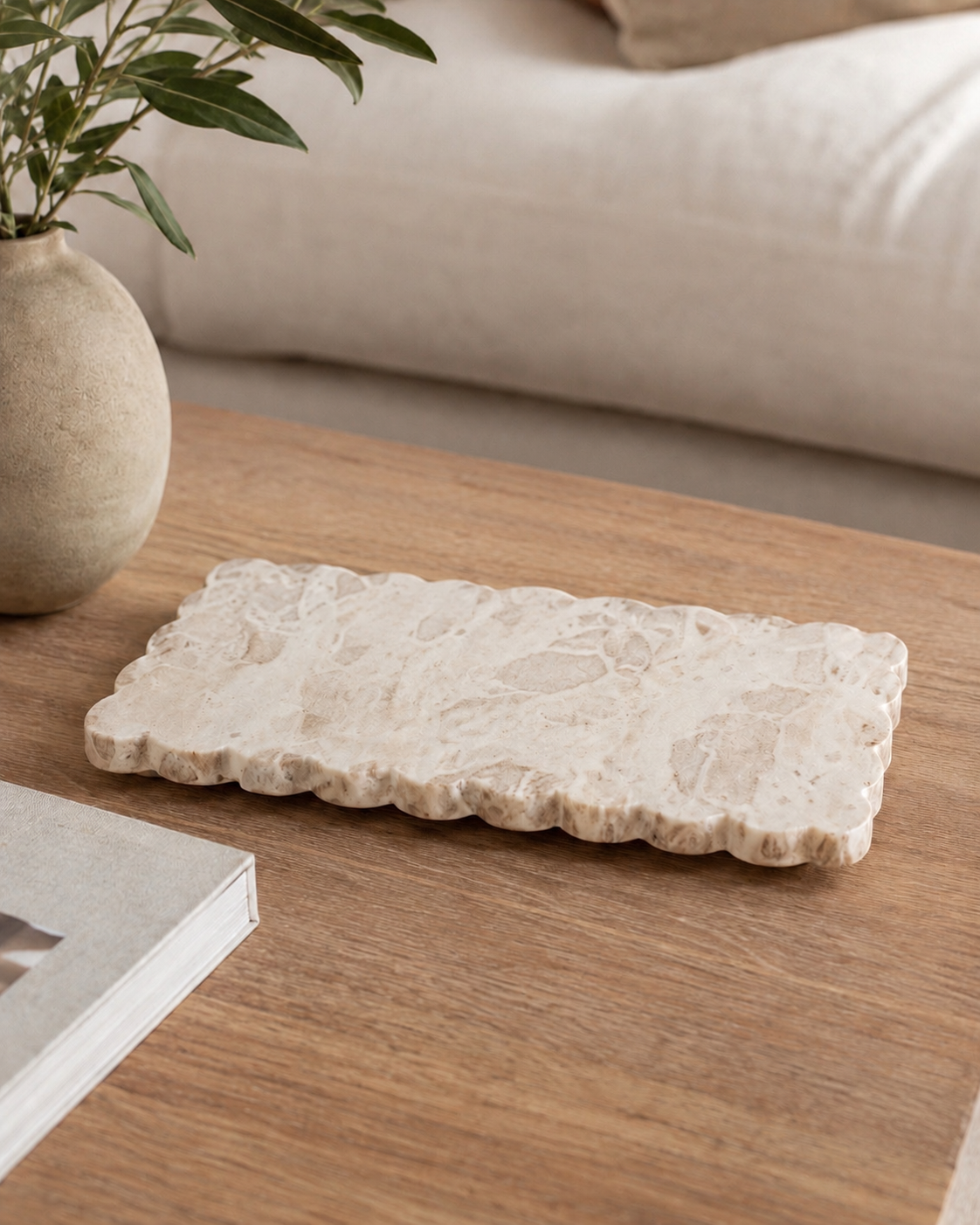 scalloped marble tray