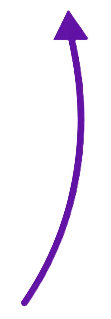 A purple arrow curving upward with a pointed tip.