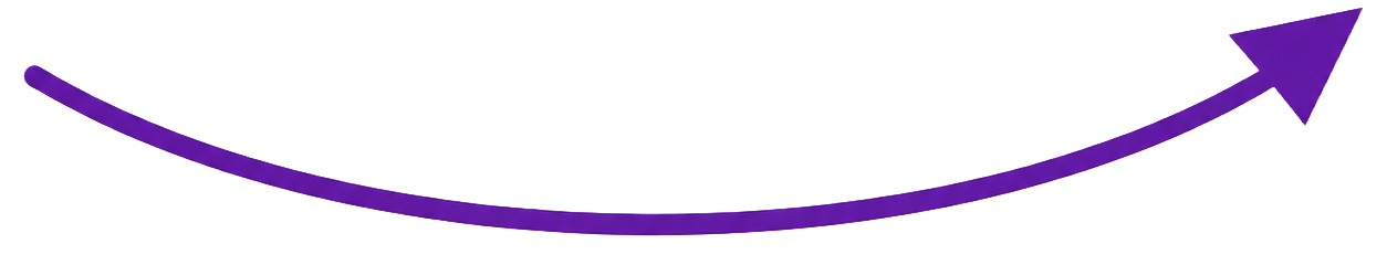 Purple curved arrow pointing upward with a 3D effect.